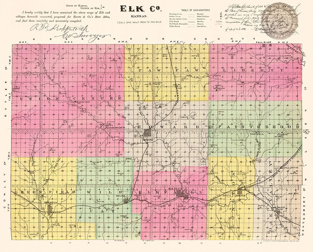 Elk Kansas - Everts 1887 art print by Everts for $57.95 CAD