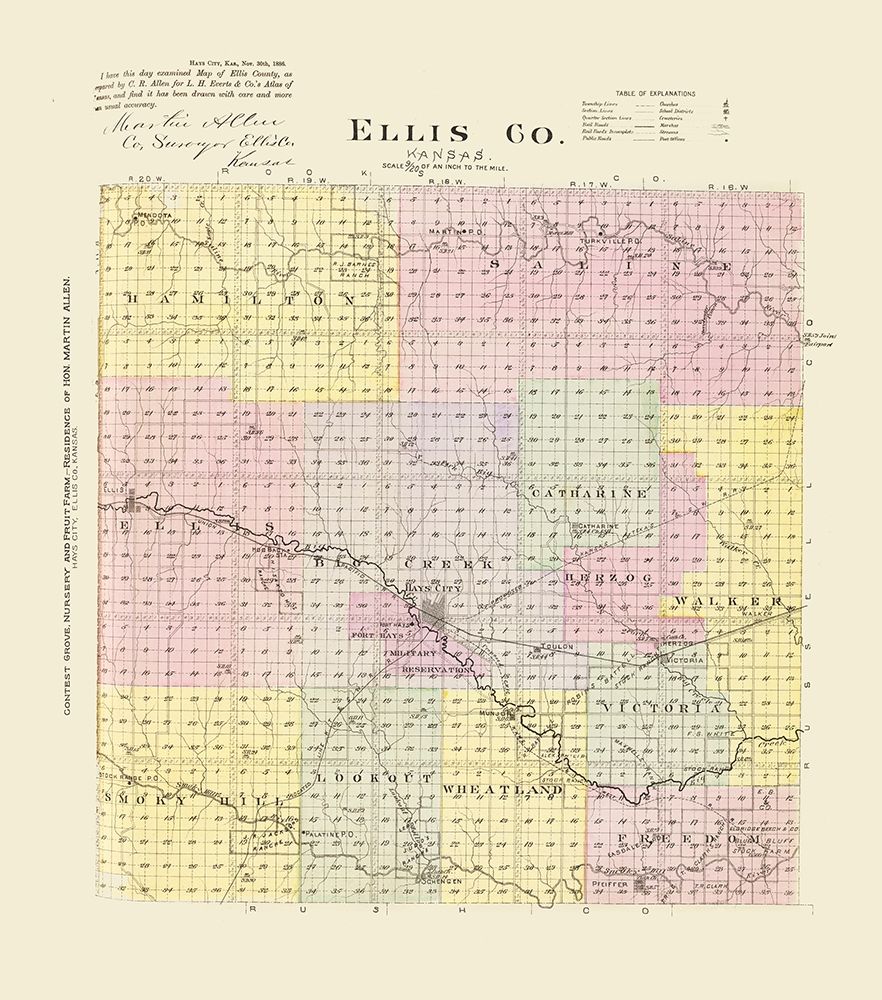 Ellis Kansas - Everts 1887 art print by Everts for $57.95 CAD