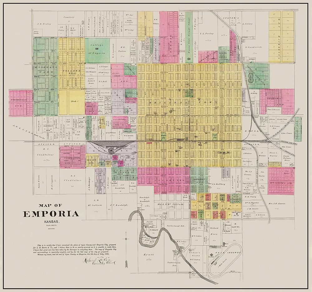 Emporia Kansas Landowner - Everts 1886 art print by Everts for $57.95 CAD