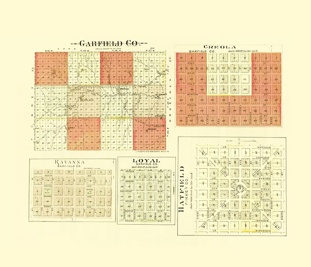 Garfield Kansas - Everts 1887 art print by Everts for $57.95 CAD