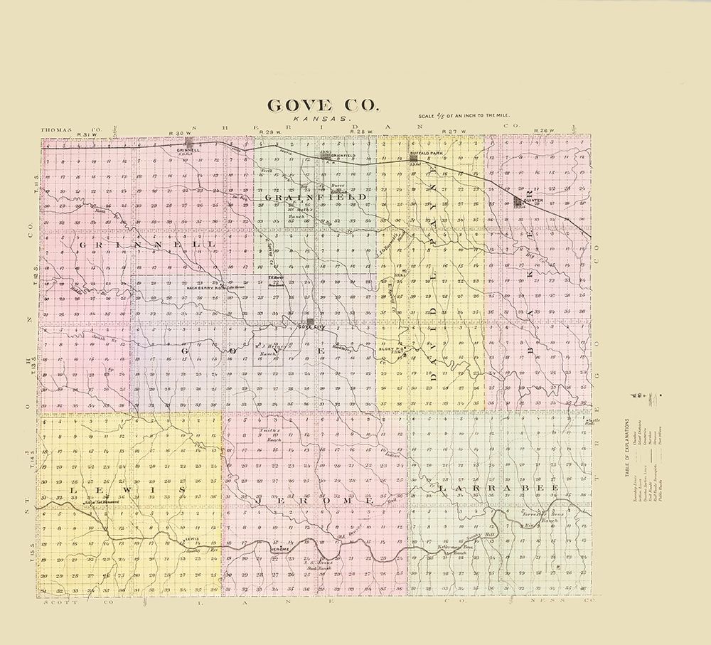 Gove Kansas - Everts 1887 art print by Everts for $57.95 CAD
