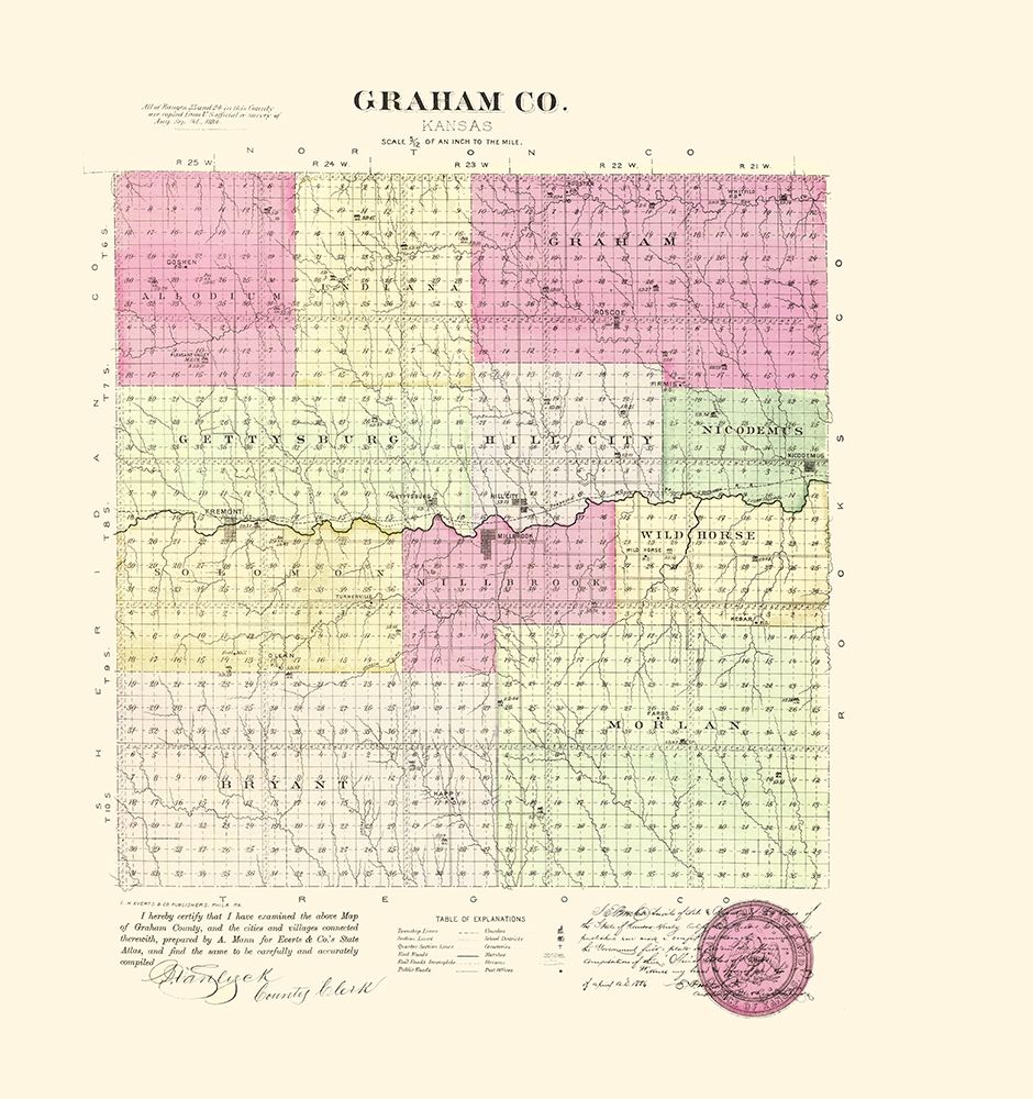 Graham Kansas - Everts 1887 art print by Everts for $57.95 CAD