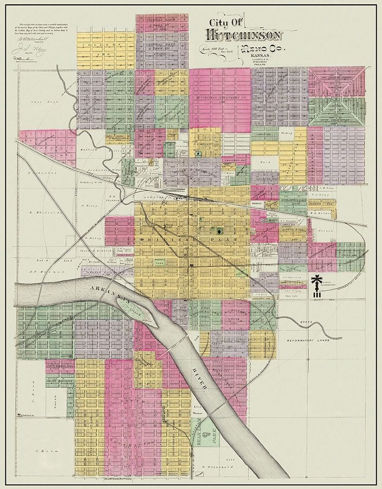 Hutchinson Kansas Landowner - Everts 1887 art print by Everts for $57.95 CAD