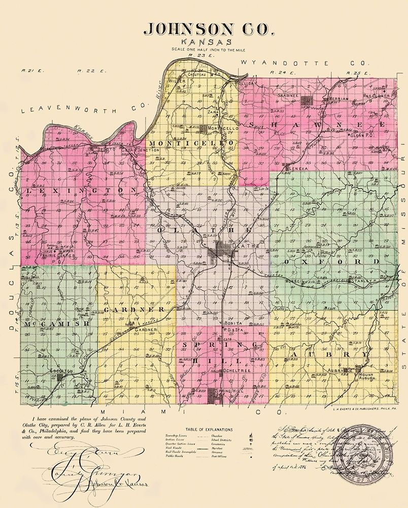 Johnson Kansas - Everts 1887 art print by Everts for $57.95 CAD