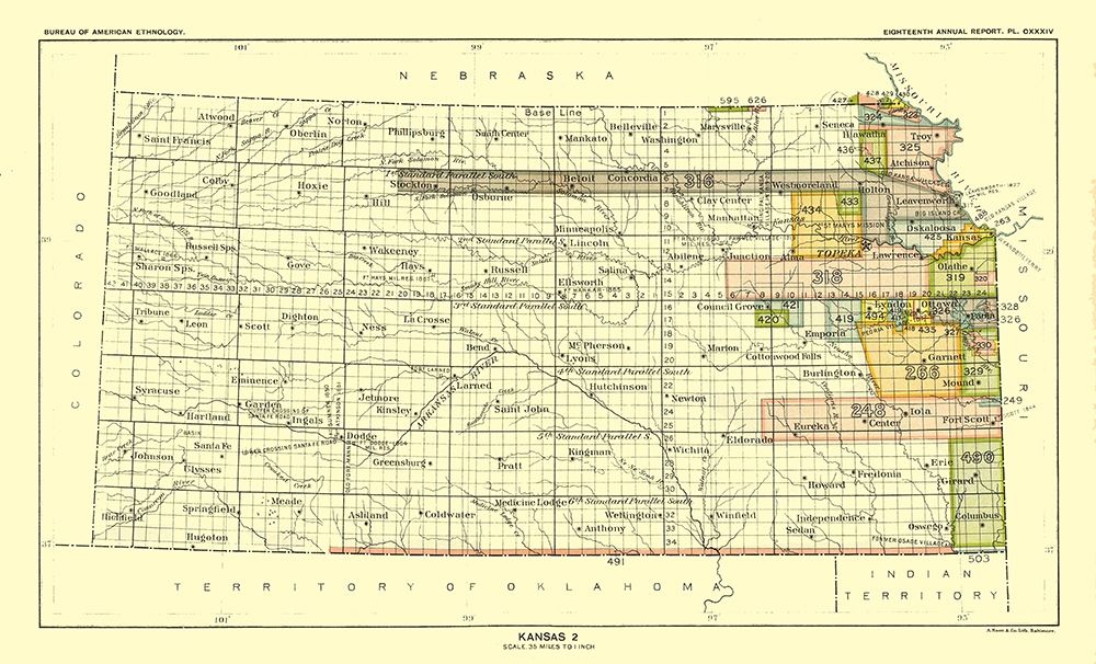 Kansas - Hoen 1896 art print by Hoen for $57.95 CAD