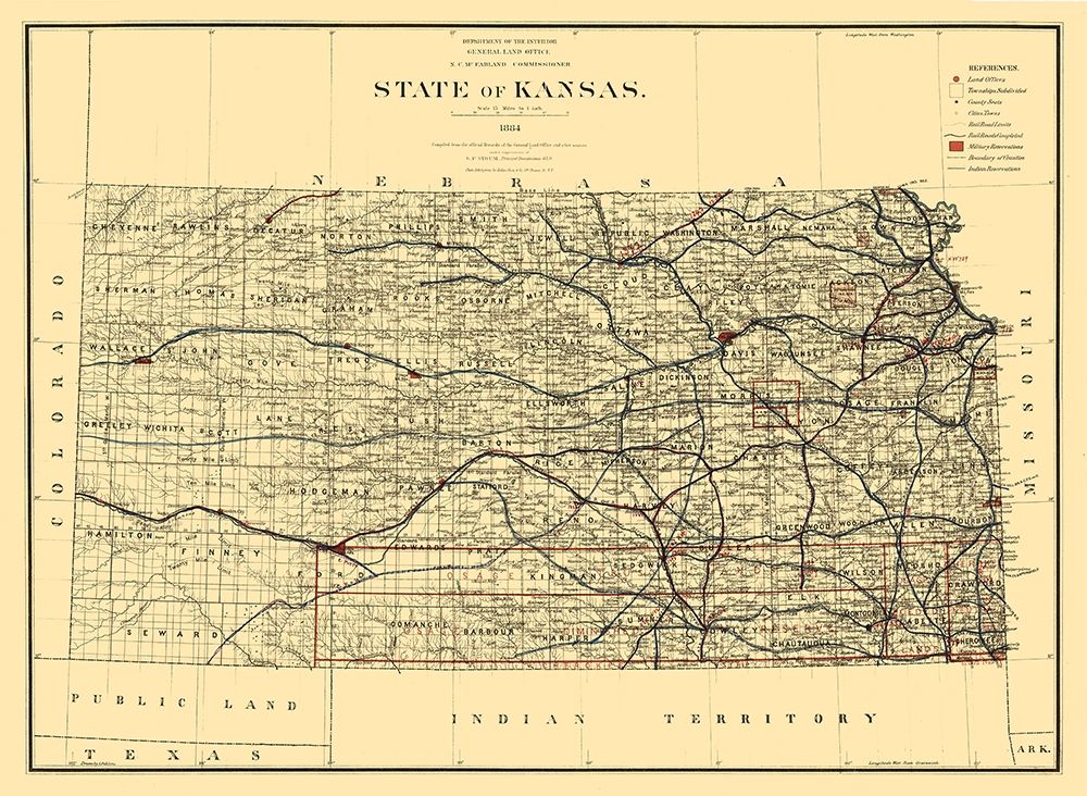 Kansas - Strum 1884 art print by Strum for $57.95 CAD