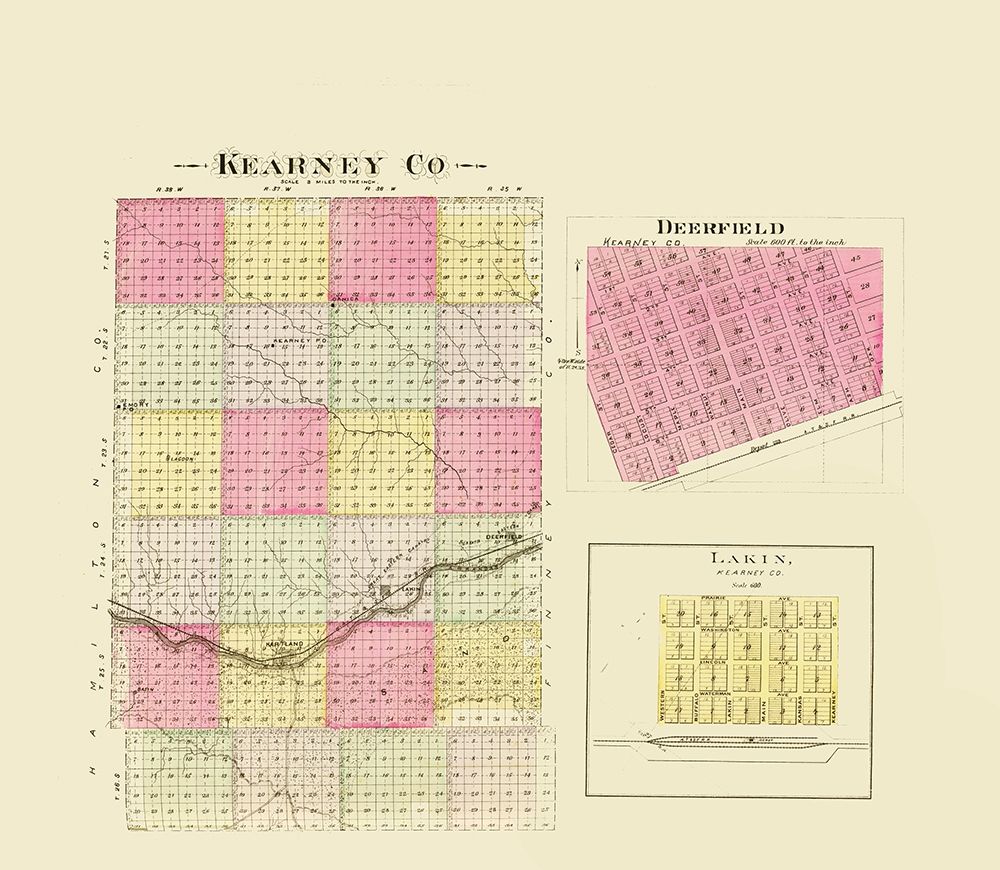 Kearney Kansas - Everts 1887 art print by Everts for $57.95 CAD