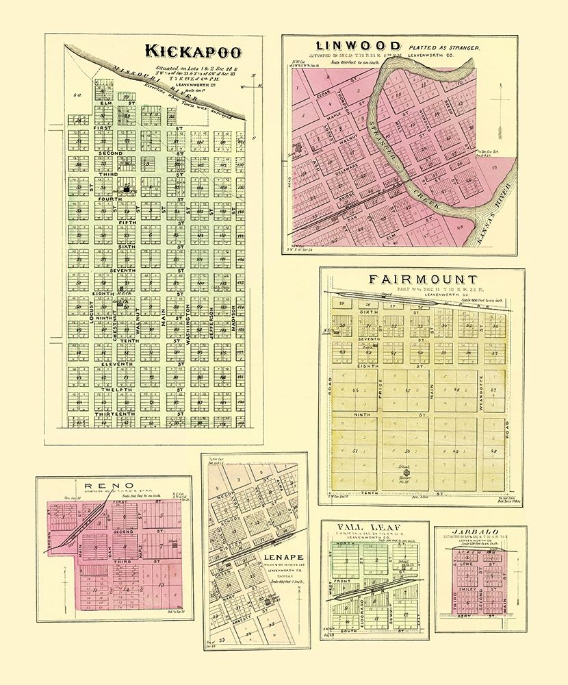 Kickapoo, Linwood, Fairmount Kansas - Everts 1887 art print by Everts for $57.95 CAD