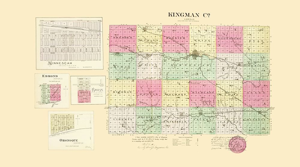 Kingman Kansas - Everts 1887 art print by Everts for $57.95 CAD