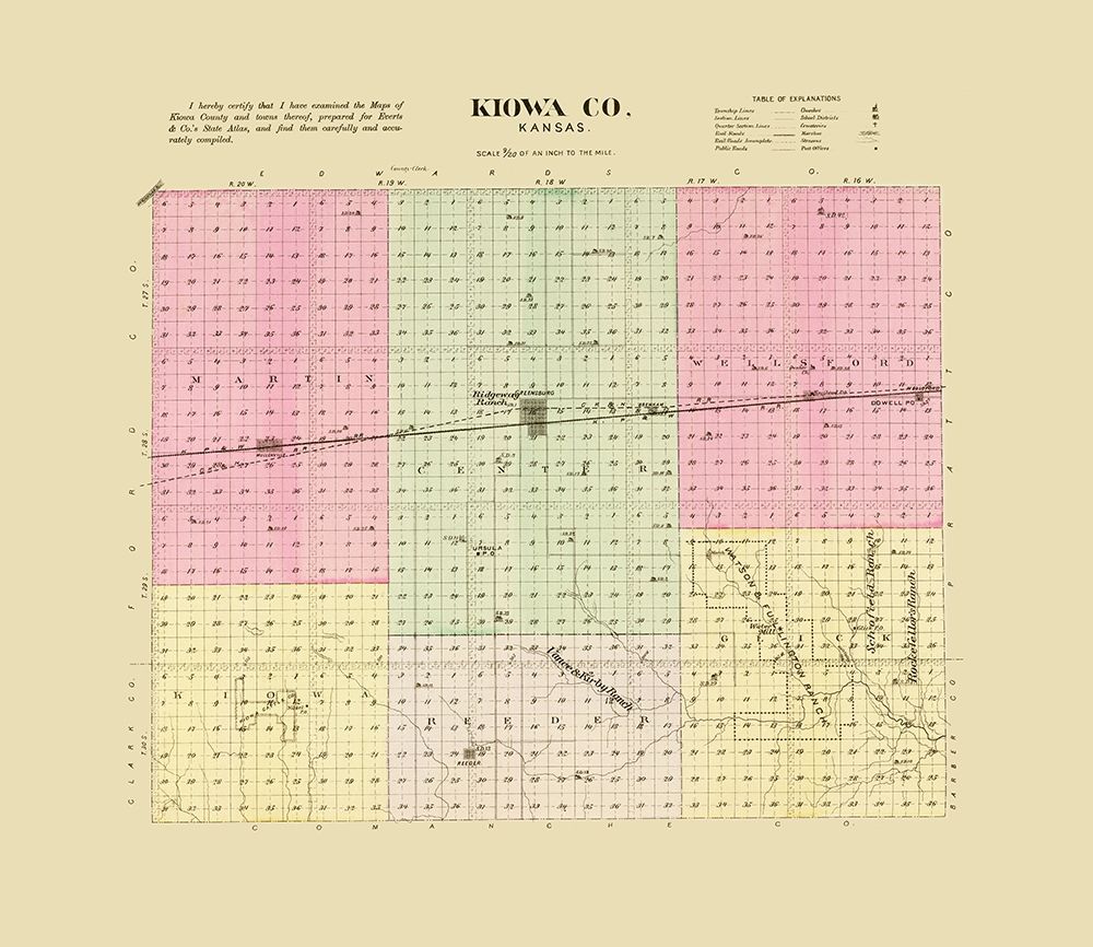 Kiowa Kansas - Everts 1887 art print by Everts for $57.95 CAD
