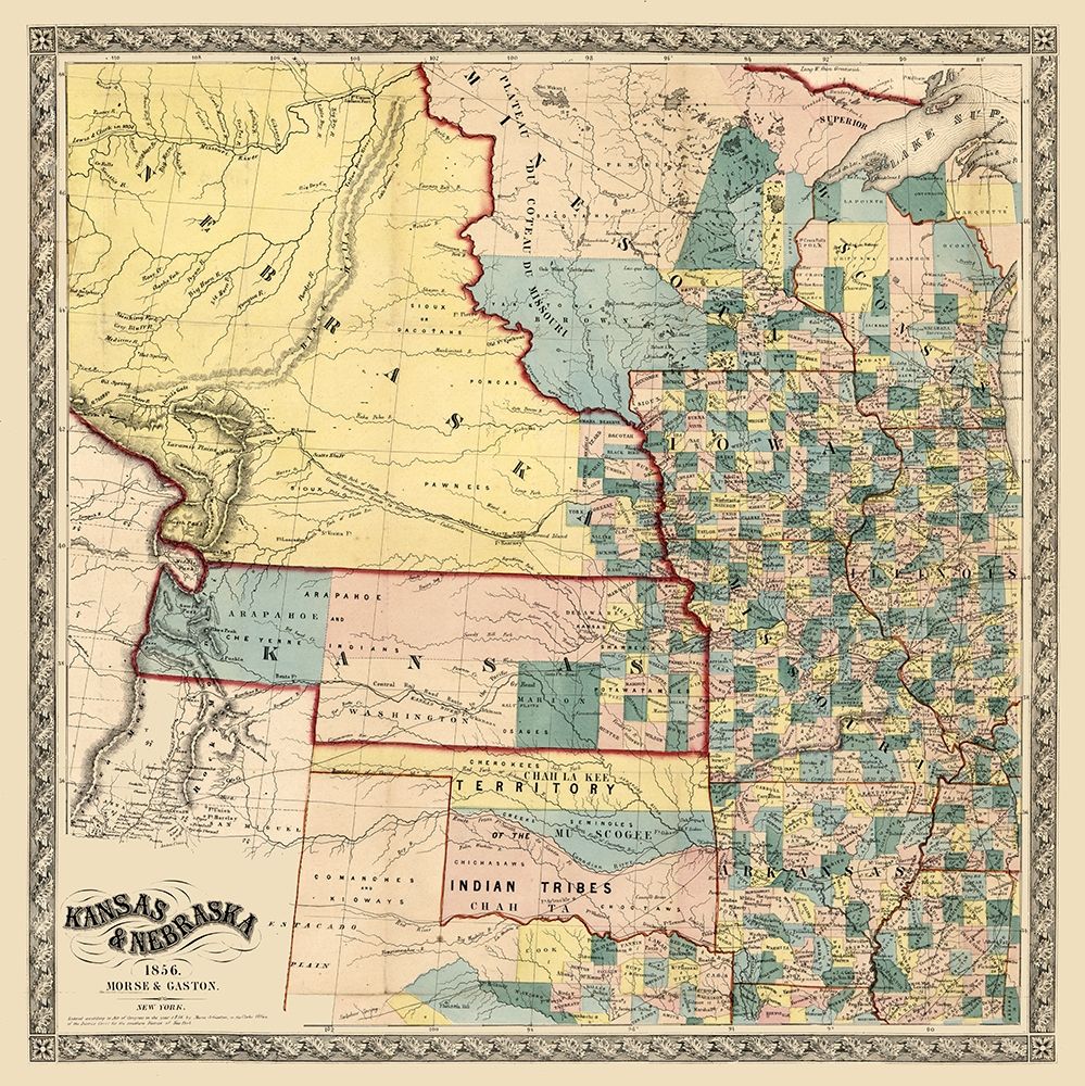 Kansas Nebraska - Gaston 1856 art print by Gaston for $57.95 CAD
