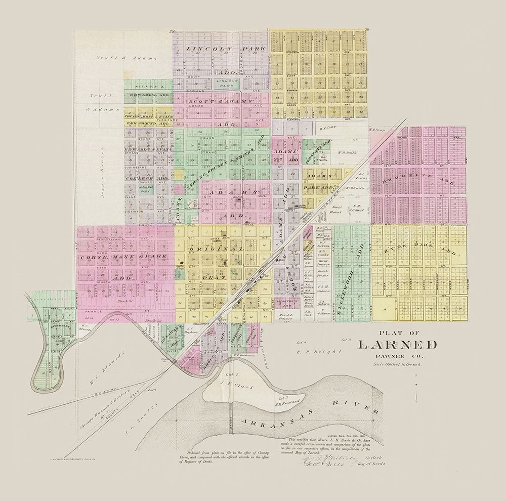 Larned Kansas - Everts 1887 art print by Everts for $57.95 CAD