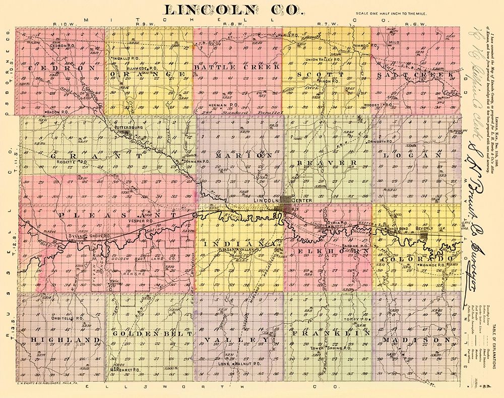 Lincoln Kansas - Everts 1887 art print by Everts for $57.95 CAD