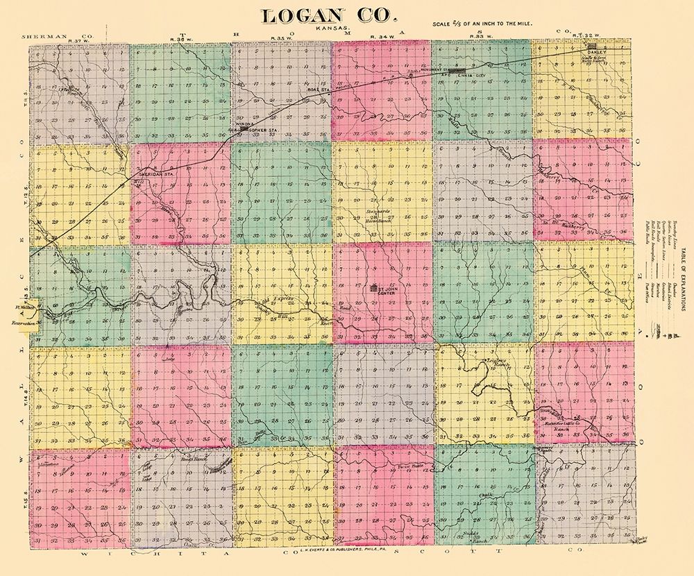 Logan Kansas - Everts 1887 art print by Everts for $57.95 CAD