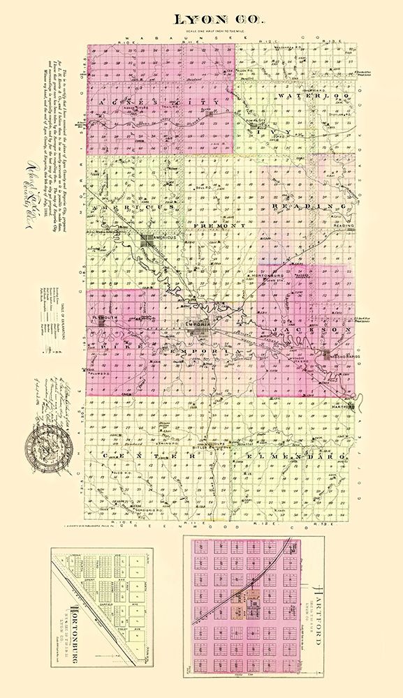 Lyon Kansas - Everts 1887 art print by Everts for $57.95 CAD