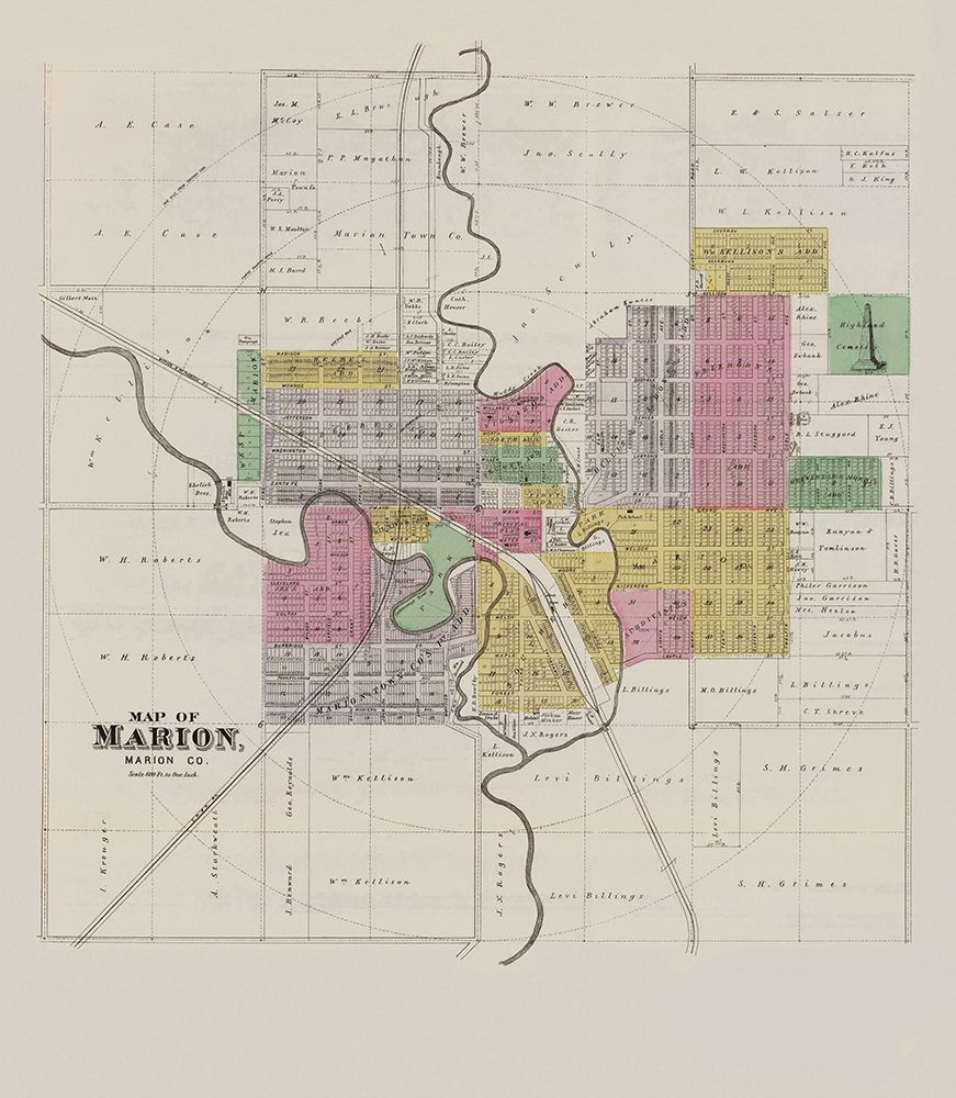Marion Kansas -Everts 1887 art print by Everts for $57.95 CAD