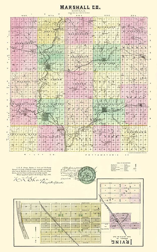 Marshall Kansas - Everts 1887 art print by Everts for $57.95 CAD