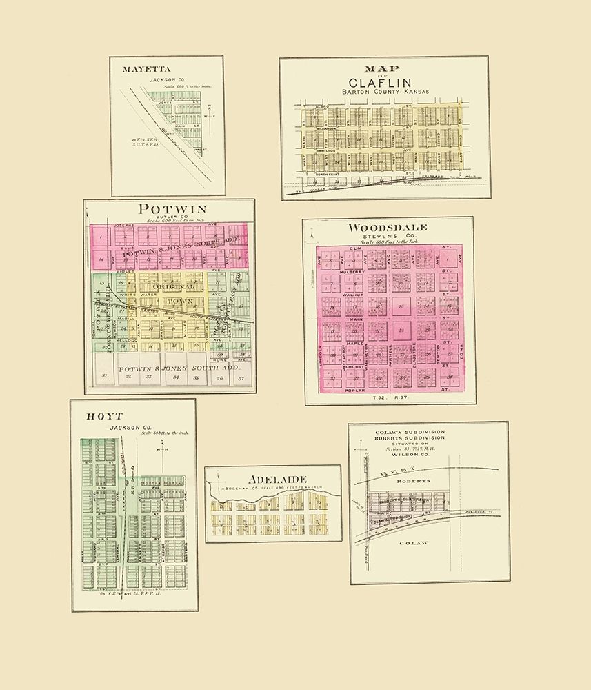 Mayetta, Claflin, Potwin, Woodsdale, Hoyt Kansas art print by Everts for $57.95 CAD