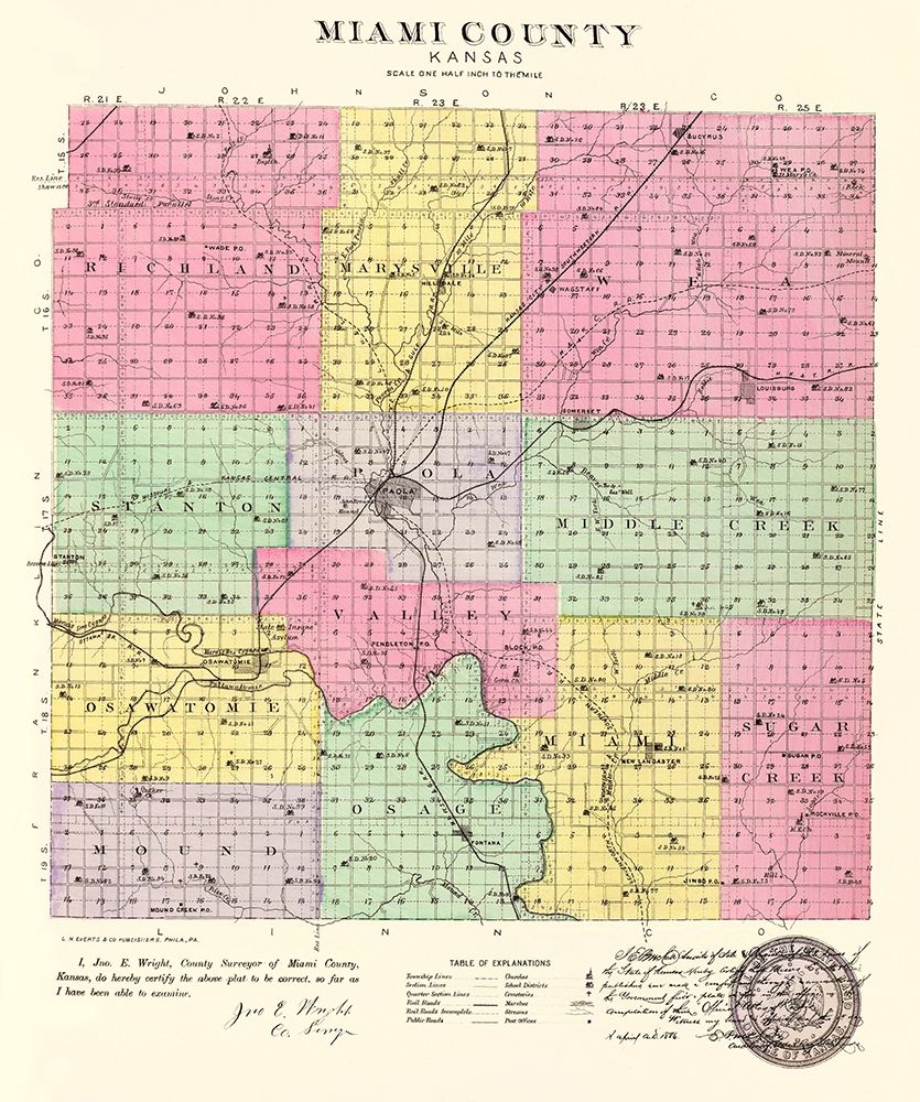 Miami Kansas - Everts 1887 art print by Everts for $57.95 CAD