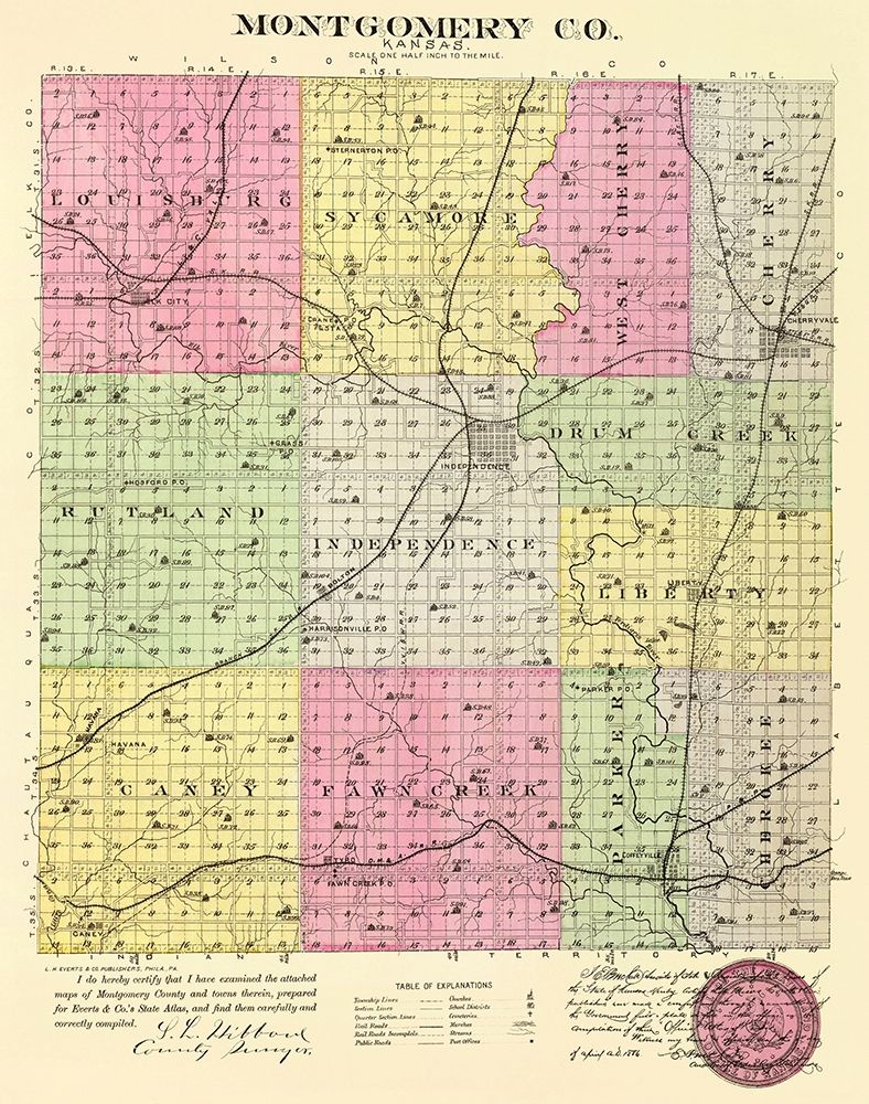 Montgomery Kansas - Everts 1887 art print by Everts for $57.95 CAD