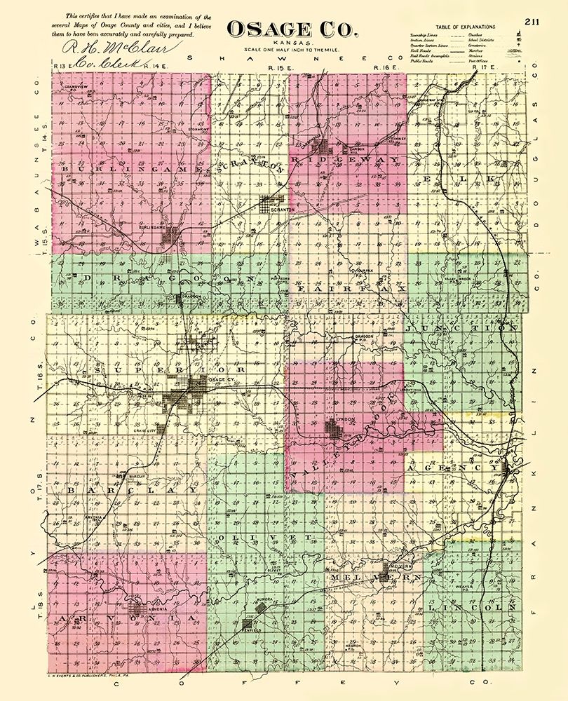 Osage Kansas - Everts 1887 art print by Everts for $57.95 CAD