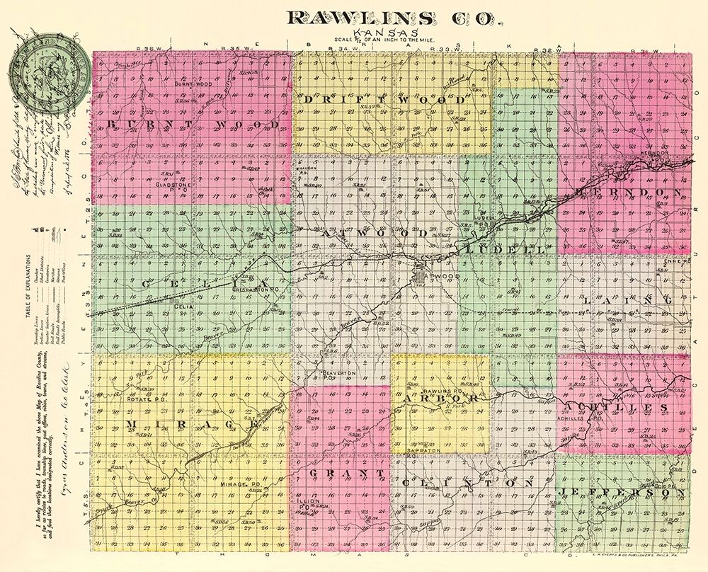 Rawlins Kansas - Everts 1887 art print by Everts for $57.95 CAD