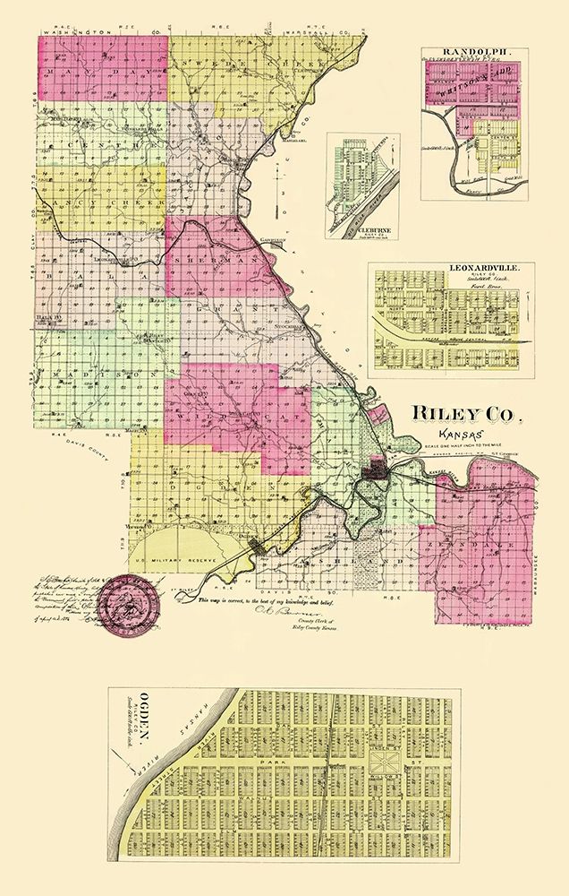 Riley Kansas - Everts 1887 art print by Everts for $57.95 CAD