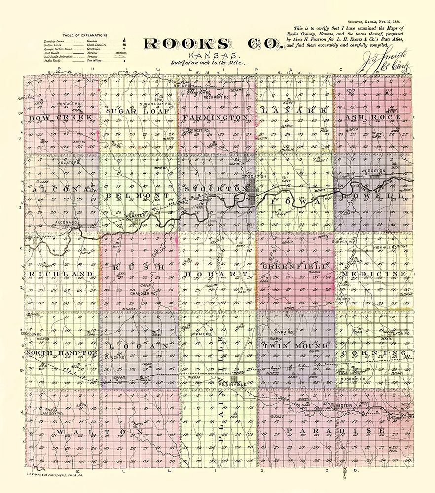 Rooks Kansas - Everts 1887 art print by Everts for $57.95 CAD