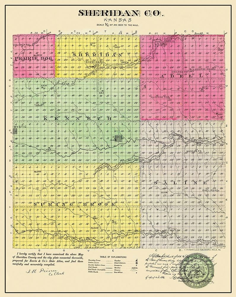 Sheridan Kansas - Everts 1886 art print by Everts for $57.95 CAD