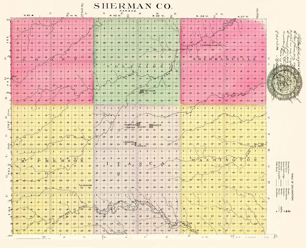 Sherman Kansas - Everts 1887 art print by Everts for $57.95 CAD