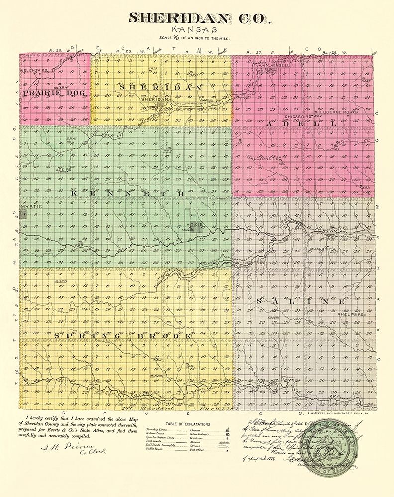 Sheridan Kansas - Everts 1887 art print by Everts for $57.95 CAD