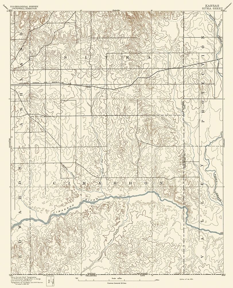Sitka Kansas Sheet - USGS 1894 art print by USGS for $57.95 CAD