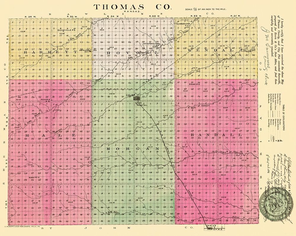Thomas Kansas - Everts 1887 art print by Everts for $57.95 CAD