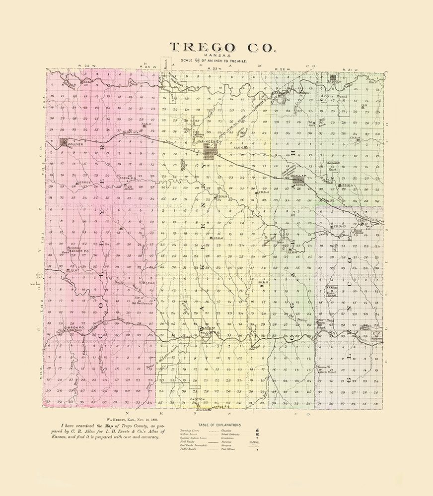 Trego Kansas - Everts 1887 art print by Everts for $57.95 CAD