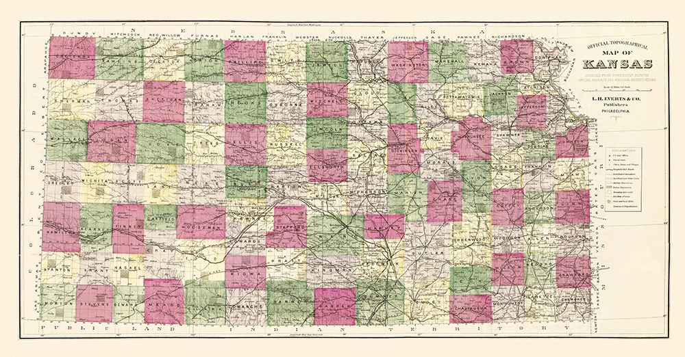 Kansas - Everts 1887 art print by Everts for $57.95 CAD