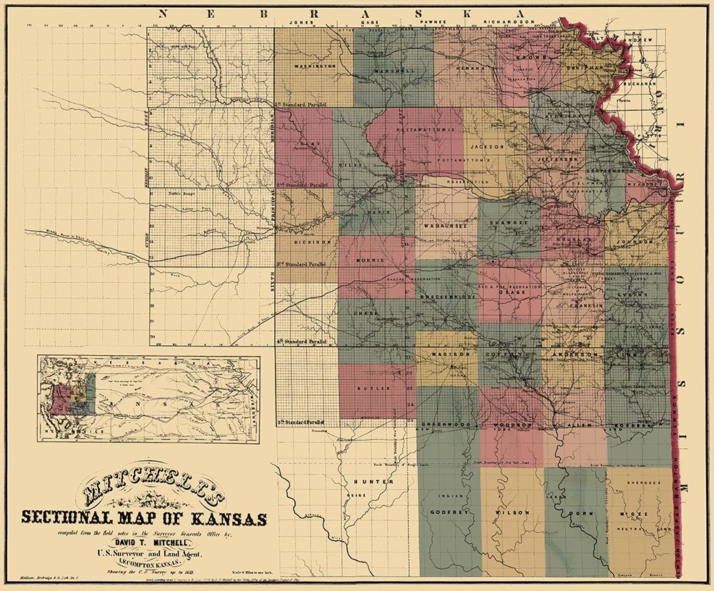 North East Kansas - Mitchell 1859 art print by Mitchell for $57.95 CAD