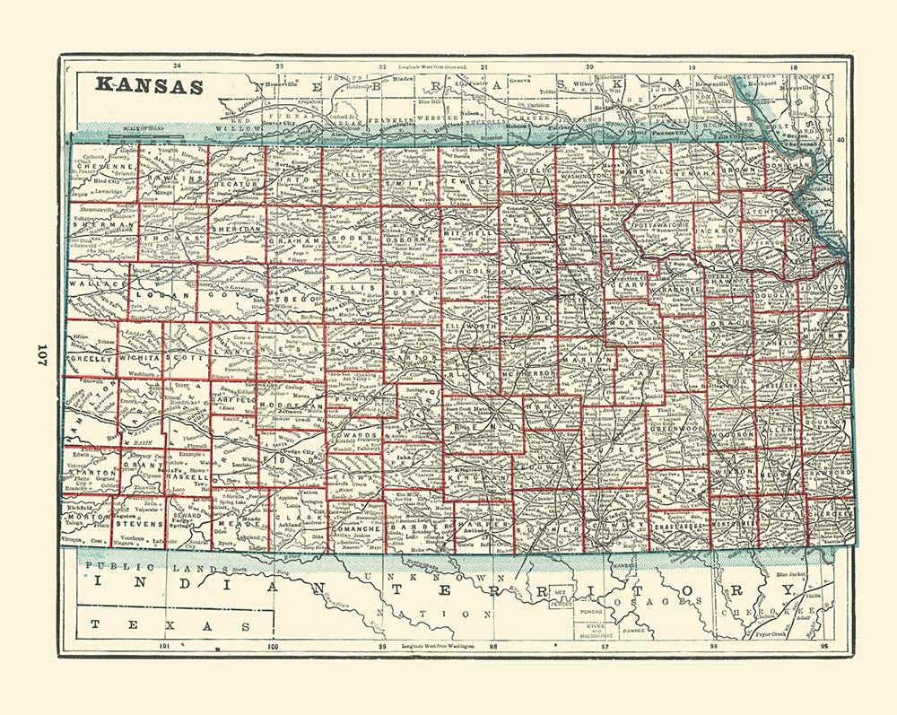 Kansas - Rathbun 1893 art print by Rathbun for $57.95 CAD