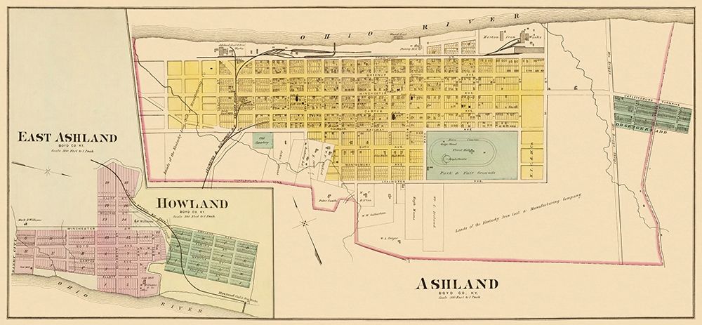 Ashland Kentucky - Hayes 1877 art print by Hayes for $57.95 CAD
