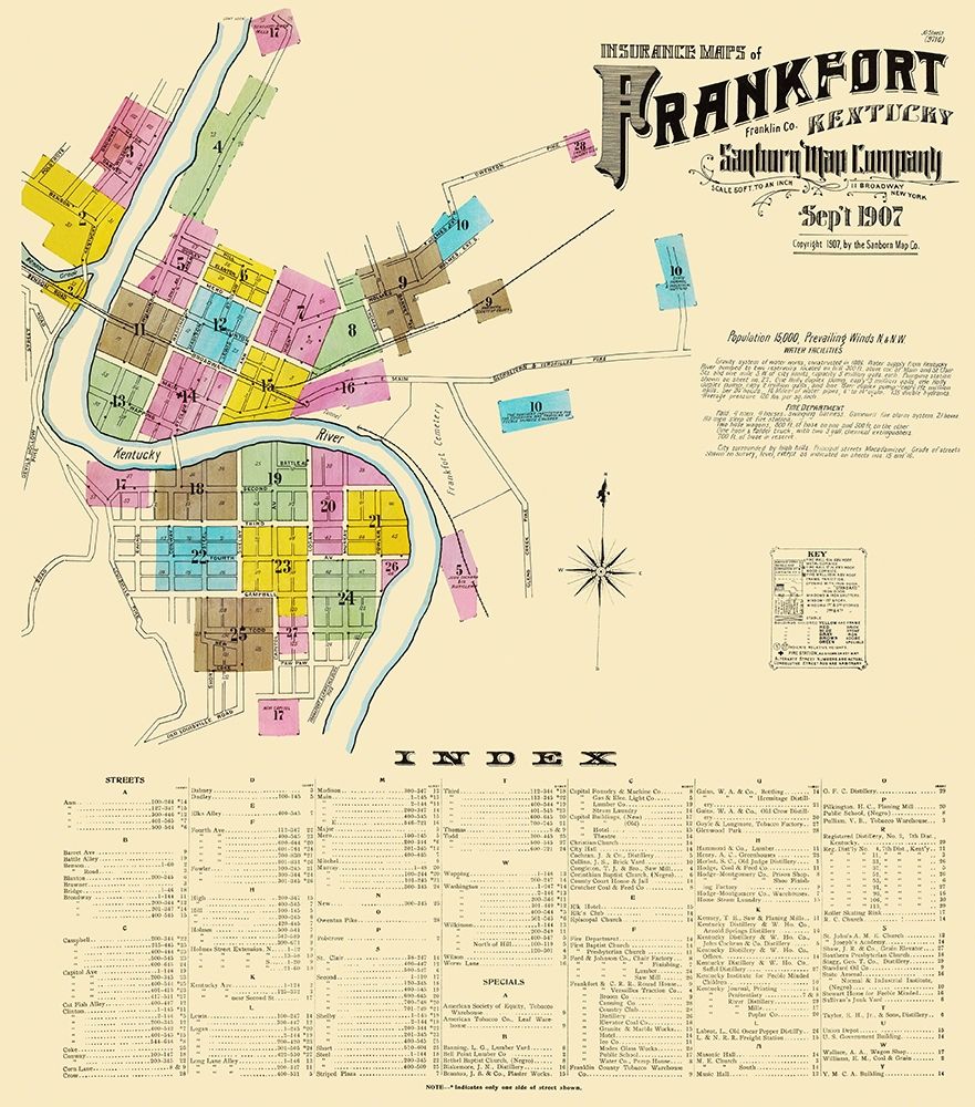 Frankfort Kentucky - Sanborn 1907 art print by Sanborn for $57.95 CAD