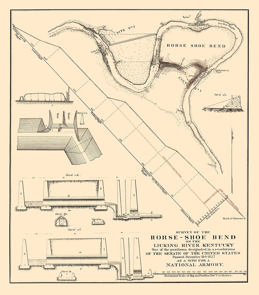 Horse Shoe Bend, Licking River Armory Kentucky art print by Gales for $57.95 CAD