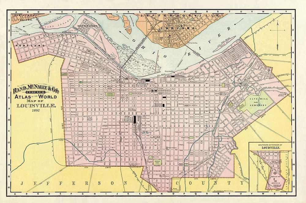 Louisville Kentucky - Rand McNally 1892 art print by Rand McNally for $57.95 CAD