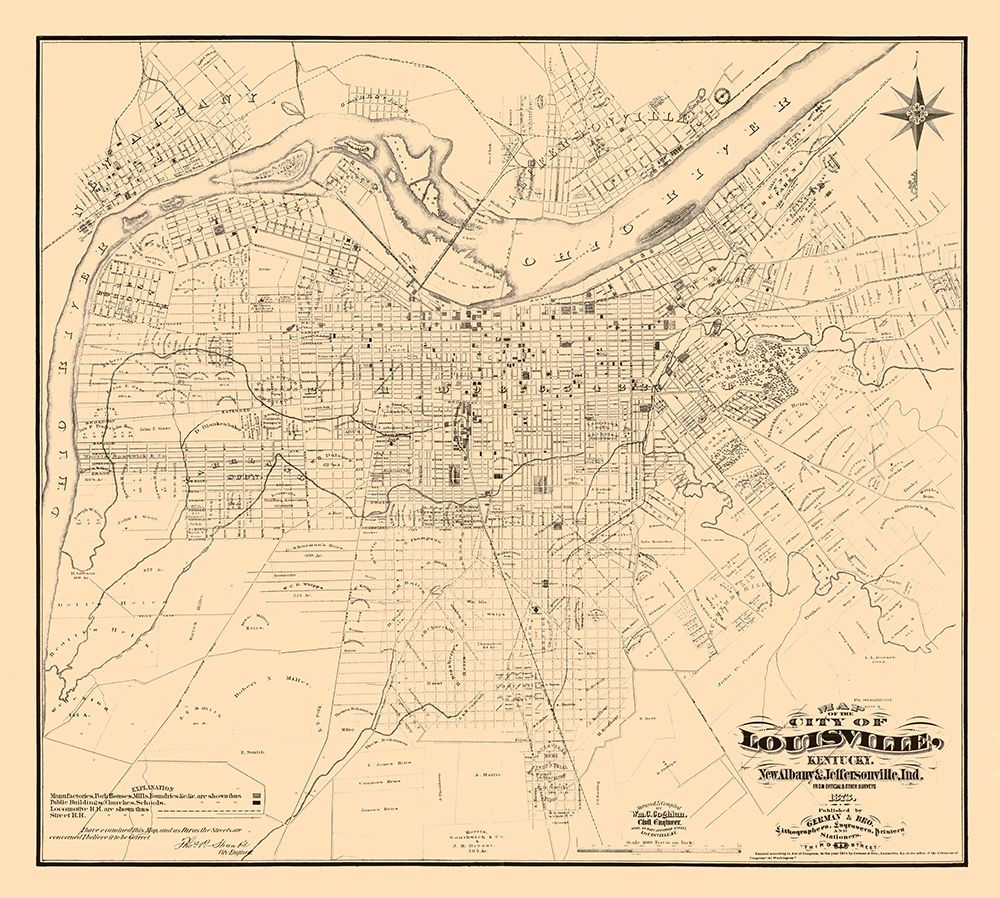 Louisville Kentucky - Coghlan 1873 art print by Coghlan for $57.95 CAD
