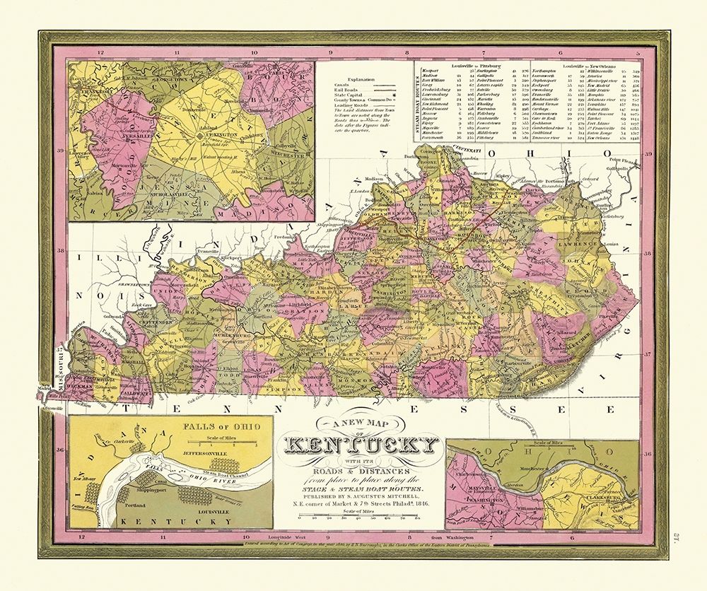 Kentucky - Mitchell 1846 art print by Mitchell for $57.95 CAD