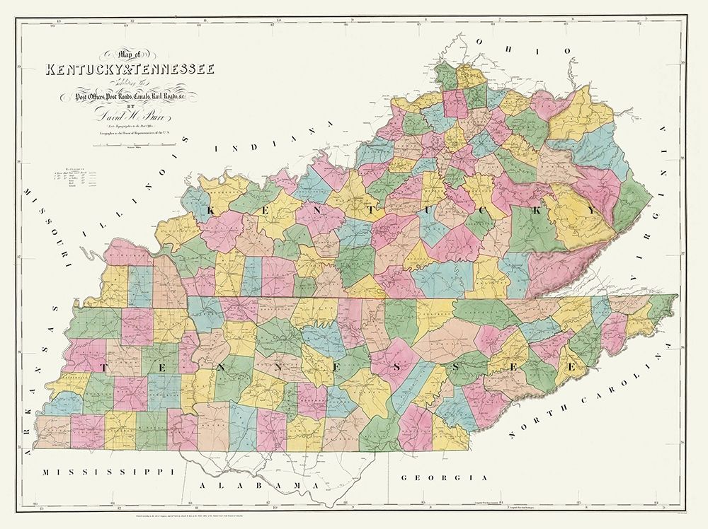 Kentucky, Tennessee - Burr 1839 art print by Burr for $57.95 CAD