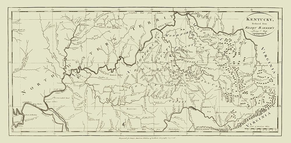Kentucky - Carey 1795 art print by Carey for $57.95 CAD
