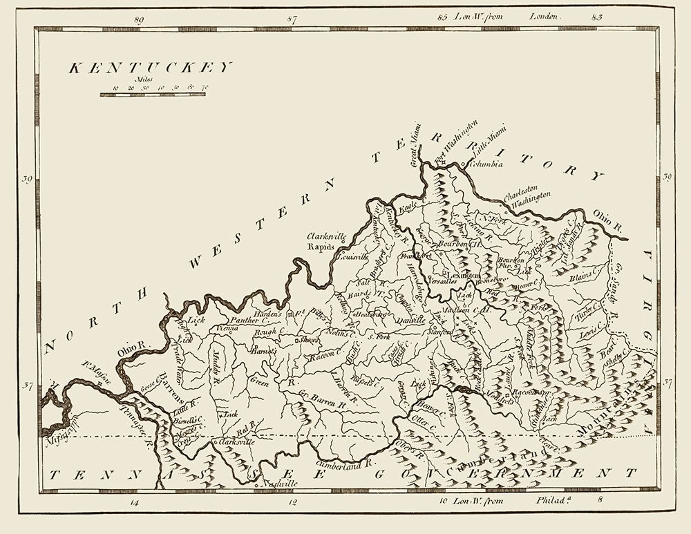 Kentucky - Carey 1796 art print by Carey for $57.95 CAD