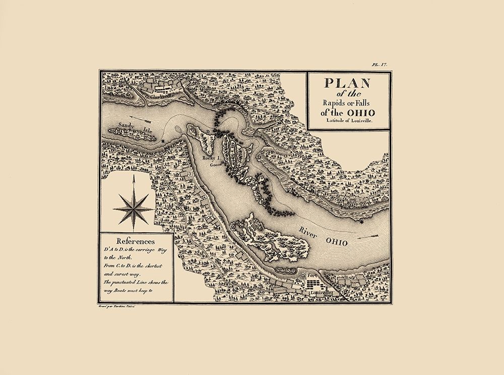 Rapids of Ohio River - Collett 1976 art print by Collett for $57.95 CAD