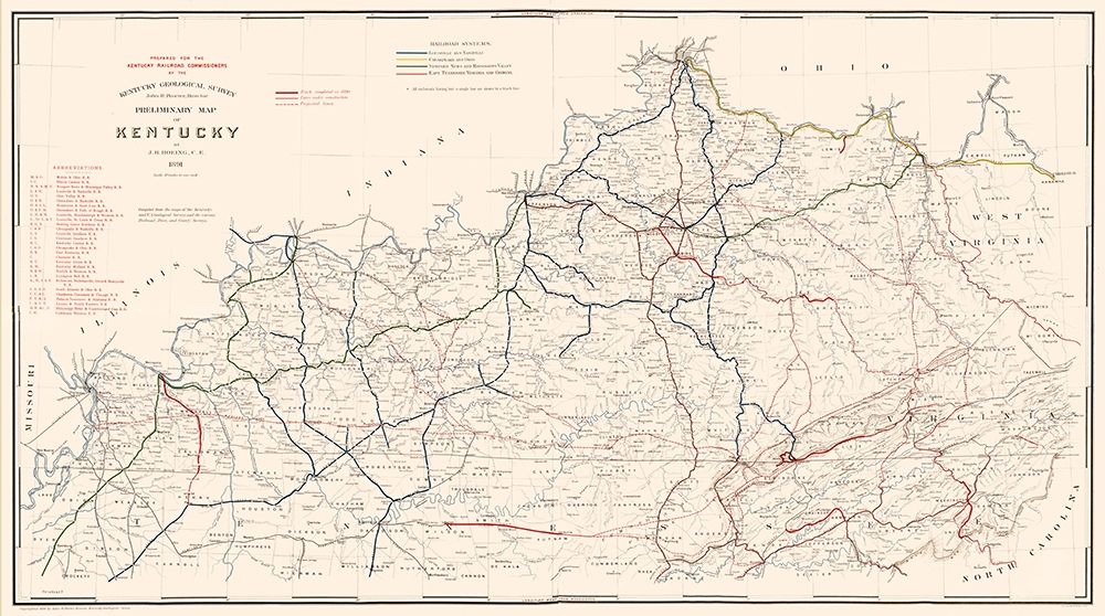 Kentucky Railroads- Hoeing 1891 art print by Hoeing for $57.95 CAD