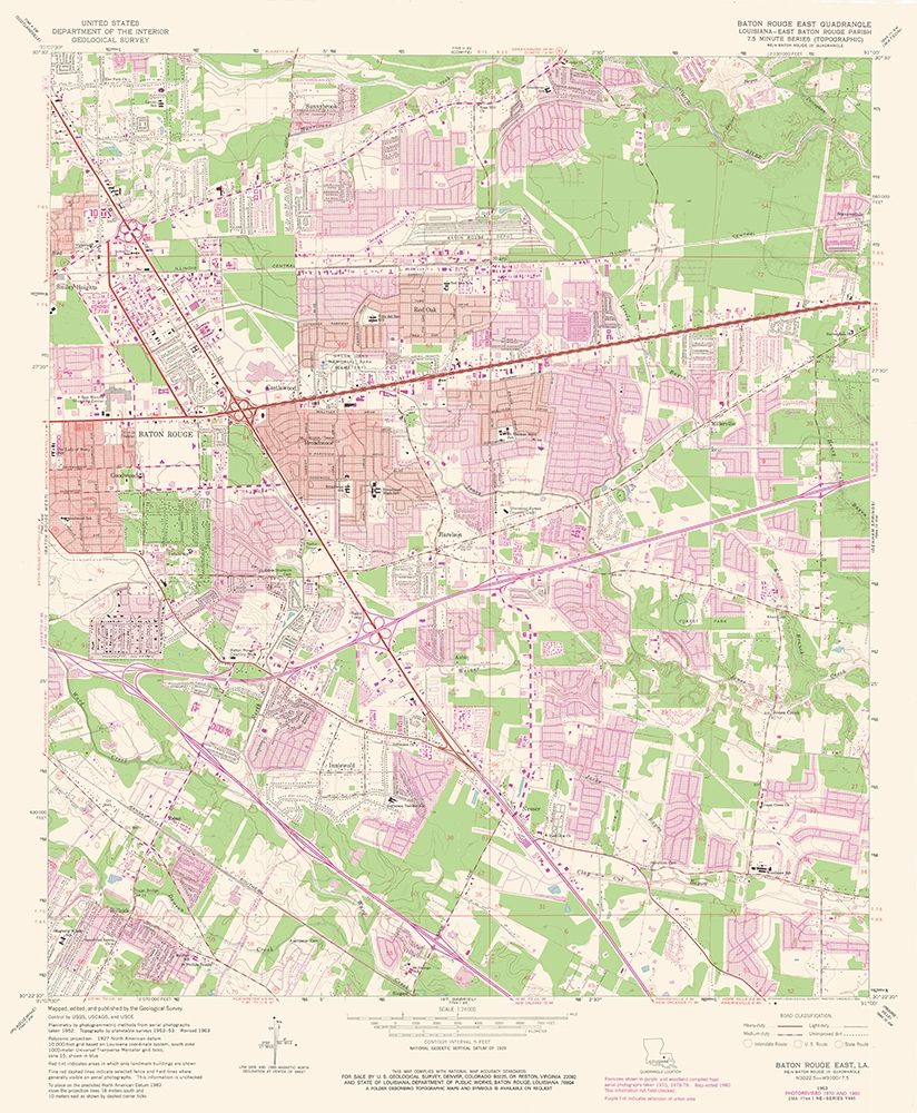 East Baton Rouge Louisiana Quad - USGS 1963 art print by USGS for $57.95 CAD