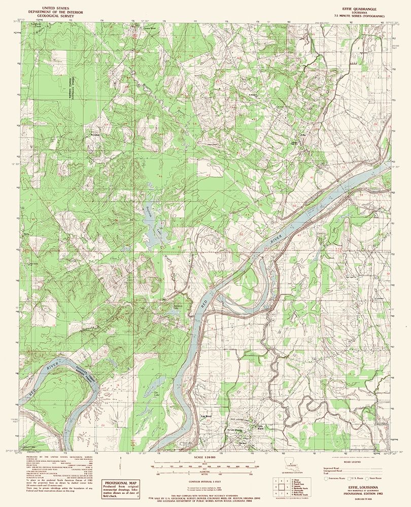 Effie Louisiana Quad - USGS 1983 art print by USGS for $57.95 CAD